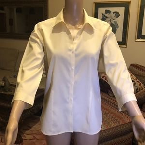 Eddie Bauer 3/4 Length Cream Blouse
